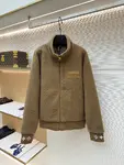 LOUIS VUITTON Stand Collar Jacquard Logo Fleece Jacket