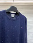 Dior monogrammed color-blocked embroidered wool knit sweater