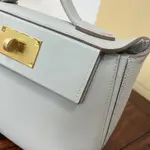 Hermès new Kelly2424mini handmade glacier white evercolor Swift leather size: 21cm