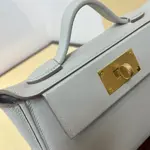 Hermès new Kelly2424mini handmade glacier white evercolor Swift leather size: 21cm