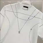 2025 Line Necklace & Metal Accent T-Shirt
