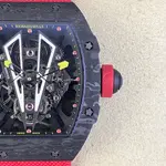 Richard Miller Tourbillon watch has invested heavily in the RM27-03 Tourbillon movement, which is integrated with the NTPT carbon fiber case to create the lightest Tourbillon watch in the industry.