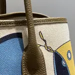 Hermes painted graffiti French fjord imported original cowhide wax thread sewing master craft painted canvas 36*30cm