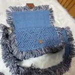 Fendi Baguette Embossed Denim Tassel Bag Size: 26 15cm, Model 0199