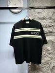 Letter Embroidered Striped T Shirt