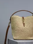 YSL apricot woven LE 37 woven bucket bag Style number: 742828 Size: 20×25×16cm