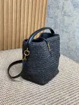 YSL Saint Laurent original leather YSL bucket bag, raffia and vegetable tanned stitching, with adjustable and detachable shoulder strap size 20x25x16cm Code: 742828