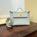 Hermès new Kelly2424mini handmade glacier white evercolor Swift leather size: 21cm