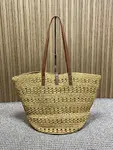 YSL straw tote basket, pure handmade. 685618 Size: 55*31*28cm