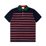 Contrast Color Striped Polo Shirt