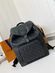 L*V's New MONTSOURIS Men's Black Flower Backpack M45583, Top Quality Size: 32 * 40 * 19cm