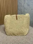 YSL Apricot Braid/Gold Handmade Braided Bag Raffia Braided Style No.: 690941  Size: 30×37×14cm