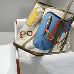 Hermes painted graffiti French fjord imported original cowhide wax thread sewing master craft painted canvas 36*30cm