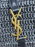 YSL Saint Laurent original leather YSL bucket bag, raffia and vegetable tanned stitching, with adjustable and detachable shoulder strap size 20x25x16cm Code: 742828