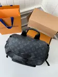 L*V's New MONTSOURIS Men's Black Flower Backpack M45583, Top Quality Size: 32 * 40 * 19cm