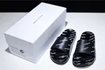 Balenciaga Logo leather slip-on sandals all black logo