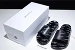 Balenciaga Logo leather slip-on sandals all black logo
