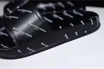 Balenciaga Logo leather slip-on sandals all black logo