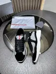 PRADA America's Cup Non-Slip Wear-Resistant Low-Top Sneakers Casual Lifestyle Shoes for Men in Black & White