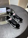 PRADA America's Cup Non-Slip Wear-Resistant Low-Top Sneakers Casual Lifestyle Shoes for Men in Black & White