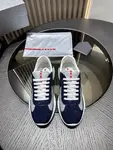 PRADA Silver-Blue Patent Leather Lace-Up Sneakers – Low-Top, Durable & Stylish