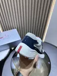 PRADA Silver-Blue Patent Leather Lace-Up Sneakers – Low-Top, Durable & Stylish