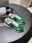 PRADA Men's Green Leather Lace-Up Low-Top Sneakers with Cushioning for Casual Wear