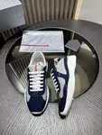 PRADA Silver-Blue Patent Leather Lace-Up Sneakers – Low-Top, Durable & Stylish