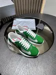 PRADA Men's Green Leather Lace-Up Low-Top Sneakers with Cushioning for Casual Wear