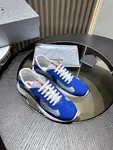 PRADA Men's America's Cup Blue Patent Leather Low-Top Sneakers - Calfskin Round-Toe Casual Lace-Up Shoes