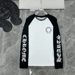 Chrome Hearts Unisex CH Raglan Sleeve Long-Sleeve T-Shirt - Round Neck, BlACK/White