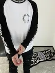 Chrome Hearts Unisex CH Raglan Sleeve Long-Sleeve T-Shirt - Round Neck, BlACK/White