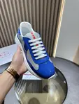 PRADA Men's America's Cup Blue Patent Leather Low-Top Sneakers - Calfskin Round-Toe Casual Lace-Up Shoes