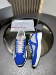 PRADA Men's America's Cup Blue Patent Leather Low-Top Sneakers - Calfskin Round-Toe Casual Lace-Up Shoes