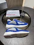 PRADA Men's America's Cup Blue Patent Leather Low-Top Sneakers - Calfskin Round-Toe Casual Lace-Up Shoes