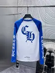 Chrome Hearts Unisex CH Raglan Sleeve Long-Sleeve T-Shirt - Round Neck, Blue/White