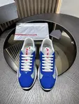 PRADA Men's America's Cup Blue Patent Leather Low-Top Sneakers - Calfskin Round-Toe Casual Lace-Up Shoes