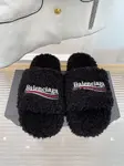 Balenciaga Furry Comfortable and Versatile Slippers / House Slippers in Black