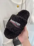 Balenciaga Furry Comfortable and Versatile Slippers / House Slippers in Black