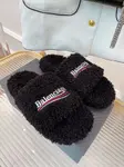 Balenciaga Furry Comfortable and Versatile Slippers / House Slippers in Black