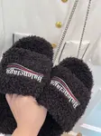 Balenciaga Furry Comfortable and Versatile Slippers / House Slippers in Black
