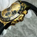 ROLEX Cosmograph Daytona Automatic Mechanical Movement Waterproof Chronograph Men's Watch Swiss Made 40mm Gold Dial Yellow Gold Case Rubber Strap