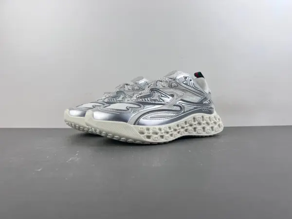 Gucci Cub3d Sneakers "Silver-White Demetra" – Style No. 819709-FAEIV-8149 (Authentic)