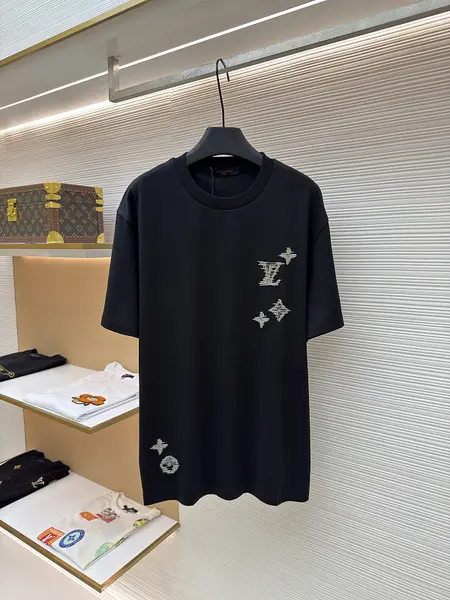LOUIS VUITTON Letter Floral Color Block Embroidered Knit Short Sleeve