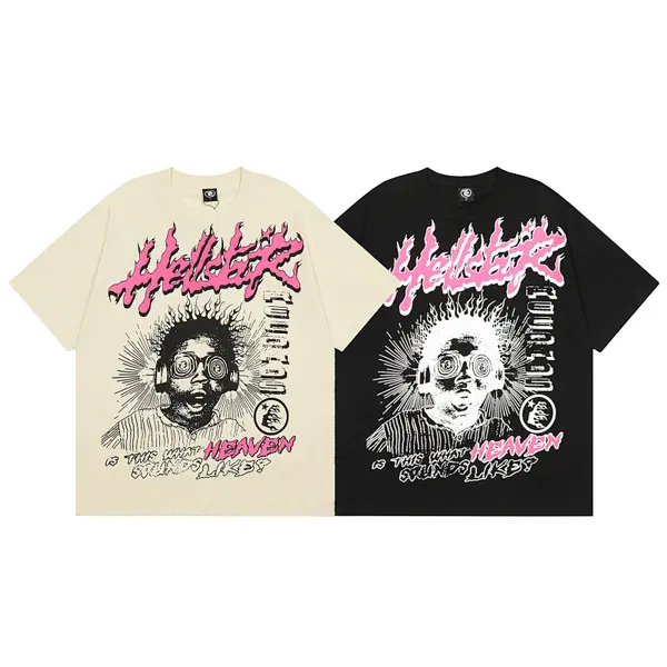 Hellstar Studios Heaven Sounds Like Short Sleeve Tee Shirt Cream Unisex