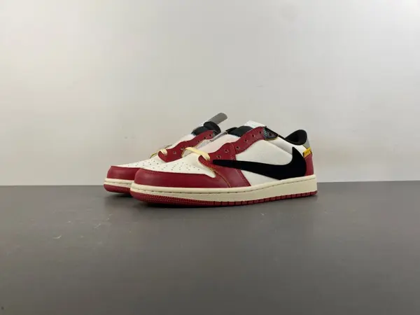 Travis Scott x Air Jordan 1 Low (White/Black/Red/Yellow) - Reverse Swoosh Low  DM7866-600