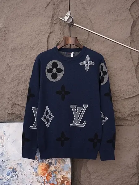 LV Intarsia Crew-Neck Wool Sweater