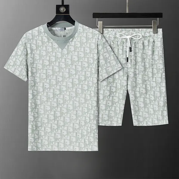 DI*OR  Spring/Summer New Two-Tone Jacquard Crew Neck Short Suit