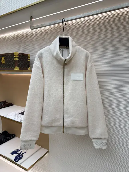 LOUIS VUITTON Stand Collar Jacquard Logo Fleece Jacket