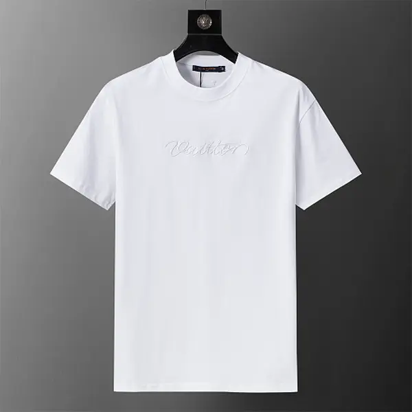 L*V 2026 Spring/Summer New Crew Neck Short Sleeve T-Shirt, Pure Cotton Double Yarn Fabric